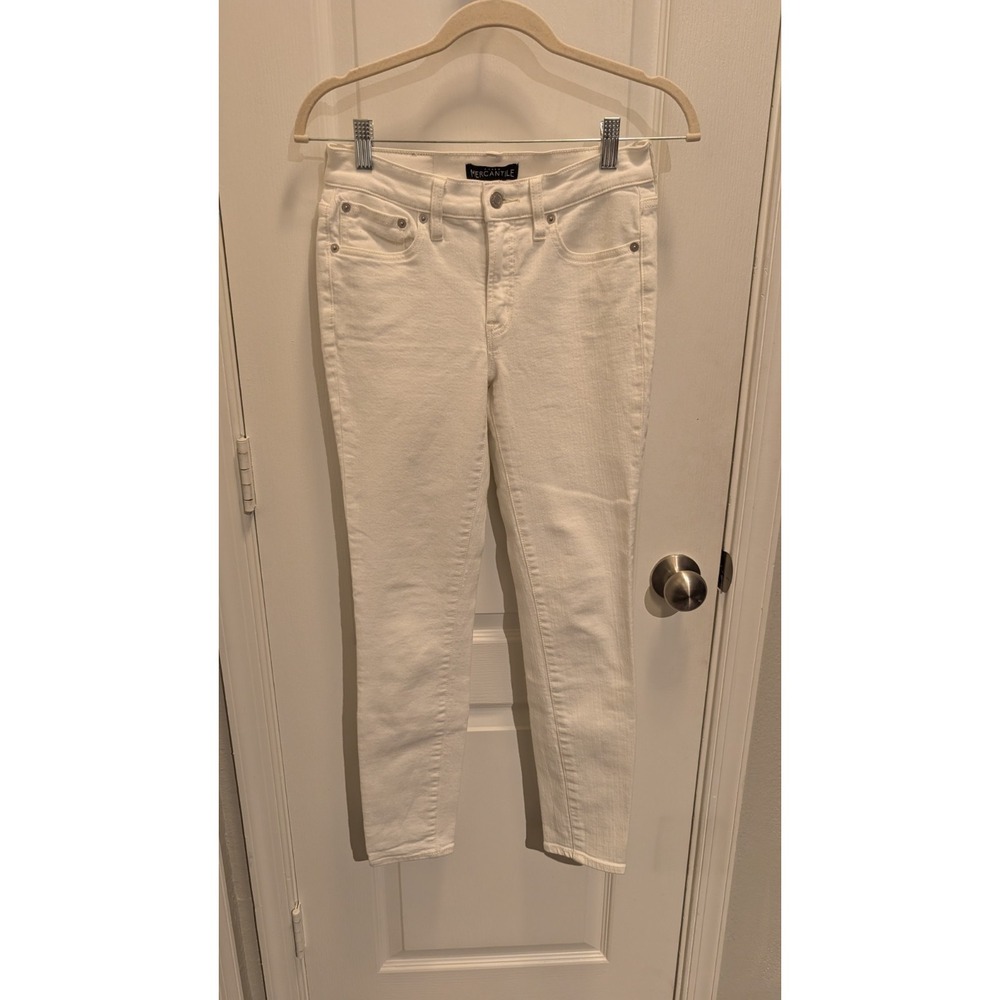 j.Crew Mercantile Women's 25 White Stretchโ Denim Skinny Jeans Mid Rise